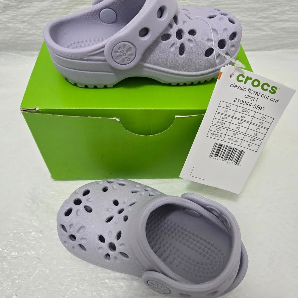 Crocs Toddler Classic Floral Cut Out Clog Purple Moon Lavender C5 210944-5BR